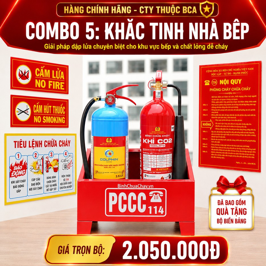 Combo bình chữa cháy hộ kinh doanh 5: "Khắc Tinh Nhà Bếp"